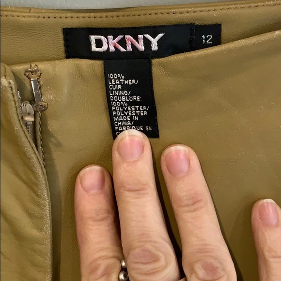 DKNY tan leather pants sz 12 - Picture 2 of 3